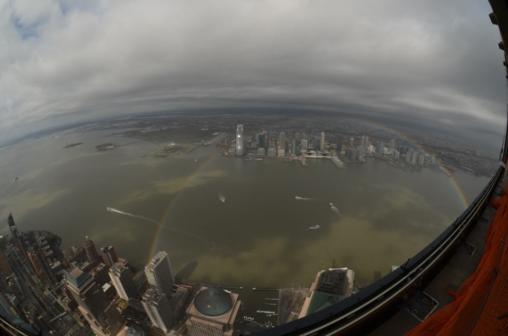 An un-tonemapped shot of a rainbow from 30 stories above.